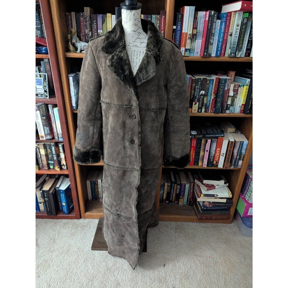 Vintage Brandon Thomas Women's Large 100% Genuine Leather Overcoat Trench Coat